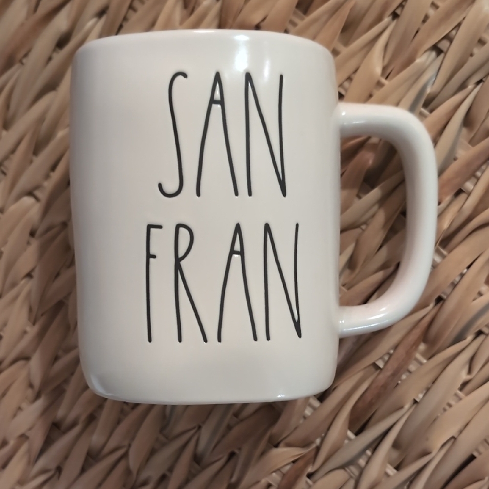 Rae Dunn Cream Mug with Black 'SAN FRAN' Text
